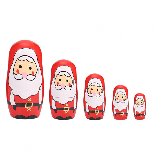 5pcs Christmas Hand-painted Nesting Dolls, Nifty And Lovely Hand-painted Nesting Dolls, Multi-layer Nesting Evenly Colored And Bright For Birthday Kids Toy