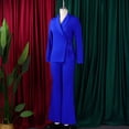 thumbnail image 4 of AURA Women Elegant Two Piece Suit Strappy Blazer Jacket and Straight Leg Pants Set, 4 of 10