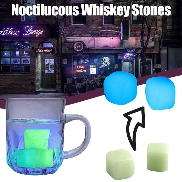 Xihbxyly Piedras de Whisky Noctilucous, Regalo Único y Genial, Whisky Frío Sin Hielo, Diseño Duradero y Seguro, Perfecto para Amantes Del Whisky, Regalo para Esposo, Abuelo o Aniversario (Juego de 2)