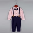 thumbnail image 6 of Purcolt 4 Piece Sets for Boys Semi Formal Outfit Dressy Casual Long Sleeve Dress Shirt Suspender Pants Bow Tie for Party Wedding, 1-15 Years, 6 of 8