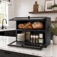 thumbnail image 5 of YUCHANG Double Layer Bamboo Bread Box -Large Capacity Bread Storage Container for Kitchen Counter,with Acrylic Door Panel Family Gift(Black), 5 of 10