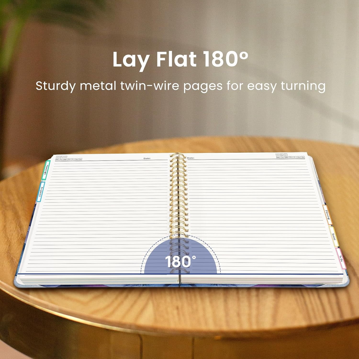 Large Spiral Lined Notebook for Women, 8.5"x11" Hardcover 5-Subject Journal with Removable Dividers & Tabs, 280 Pages, College Ruled, Distant Peaks