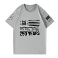 thumbnail image 4 of 250 Anniversary Usa Shirt Men Independence Day American Flag Print Short Sleeve Crew Neck Tees Big and Tall Relaxed Fit Soft Comfy Muscle Tops, Light Gray, #01 Light Gray, 4 of 6