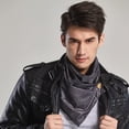 thumbnail image 2 of Riforla Men's Leather Neck Gaiter Warmer Lined Windproof Winter Scarf for Skiing and Outdoor Retro Style Grey, 2 of 6