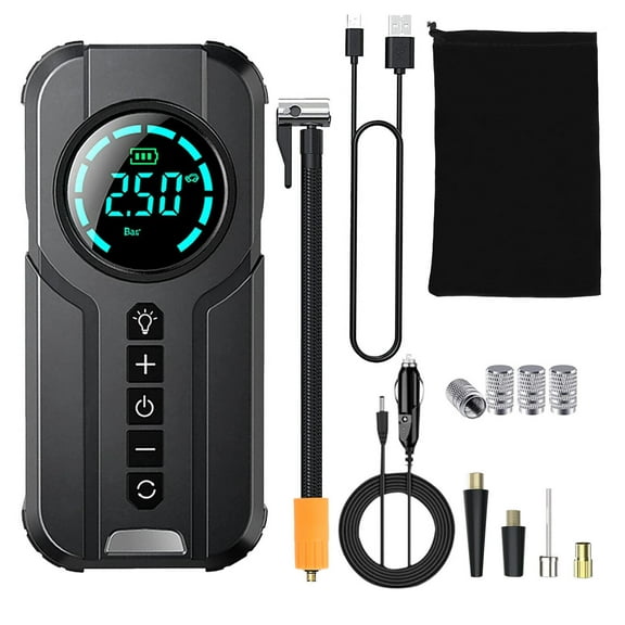 150 PSI Air Compressor Tire Inflator Fits Car Moto Bike Tires Air Pump Cordless