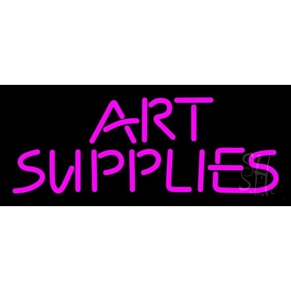Pink Art Supplies Block 1 LED Neon Sign 10 x 24 - inches, Clear Edge Cut Acrylic Backing, with Dimmer - Bright and Premium built indoor LED Neon Sign for art gallery, and exhibition.