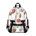 thumbnail image 3 of Football and Volleyball White Pattern Cute School Backpack Bag for School with Padded Back and Adjustable Shoulder Straps 15.25"x11.5"x5.25", 3 of 5