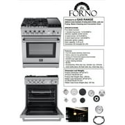 Forno Lazio 30-Inch Freestanding Gas Range, 4 Burners, Convection Oven, Energy Efficient