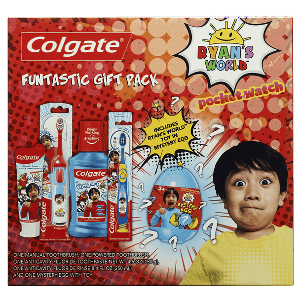 Colgate Kids Toothbrush, Toothpaste, Mouthwash, and Mystery Kid Toy Set, Ryan's World Walmart