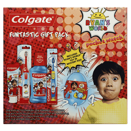 Colgate Kids Toothbrush, Toothpaste, Mouthwash, and Mystery Kid Toy Set, Ryan's World
