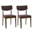 thumbnail image 1 of Chaises de salle à manger d'intérieur CorLiving Branson avec assise et dossier rembourrés et pieds en bois, noyer chaleureux (lot de 2), 1 of 9