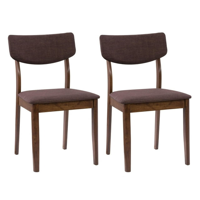 Chaises de salle à manger d'intérieur CorLiving Branson avec assise et dossier rembourrés et pieds en bois, noyer chaleureux (lot de 2)