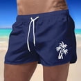 thumbnail image 2 of Men's Geometric Print Drawstring Waist Bermuda Shorts Water R_esistant Quick Dry 9" Lightweight Tactical Work Shorts Boho Summer Beach Shorts (Navy, XL), 2 of 4