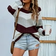 thumbnail image 2 of Fesfesfes Women Sweaters Casual Color Matching Pullover Long Sleeve Round-Neck Sweater Under $10, 2 of 7