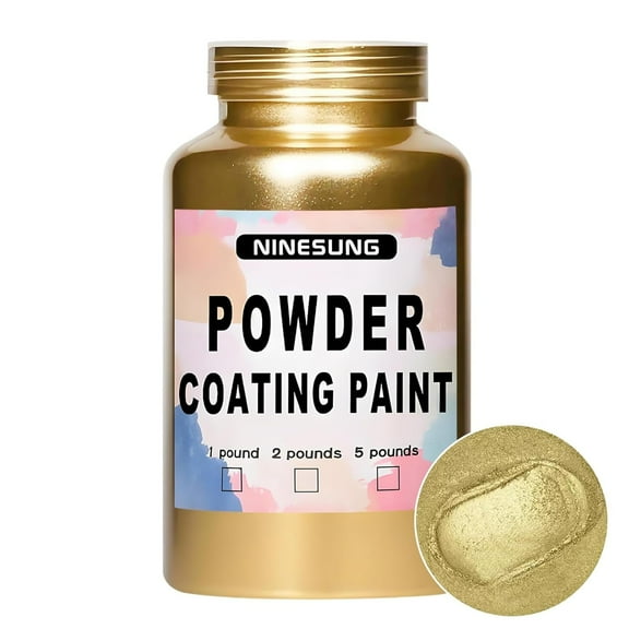 Powder Coating | Perfect for Metal Surfaces | Car Paint | Building Materials | Powder Paint for Steel Structures, Factories, Buildings, Playgrounds, Gardens (Gold 32 oz)