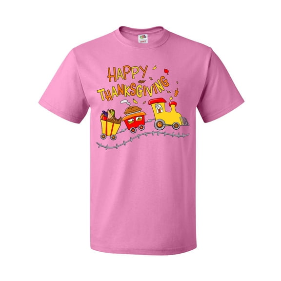 Inktastic Happy Thanksgiving Turkey Train with Food T-Shirt
