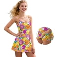 thumbnail image 5 of Garronmavis Womens Gym Dress Size M 2 Piece Set Sleeveless Tennis Dress Built in Shorts Scoop Neck Mini Golf Dresses Floral Print Outfits, Colorful Hippie Flower, 5 of 7