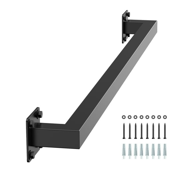 VEVOR 4ft Wall Mounted Stair Handrail Black Iron 250lbs Load Capacity Square Tube