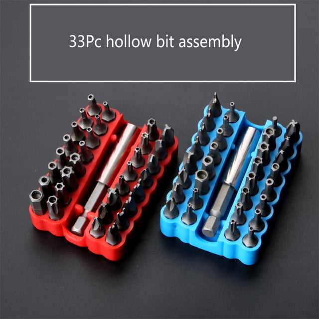 pitrice 33 Pcs Embout Tournevis Électrique Hexagonal Fleur de Prunier Trois Griffes Quatre Griffes Accessoires Support Rouge Boîte