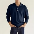 thumbnail image 2 of Gibobby Mens Knit Polo Shirts Long Sleeve Collared Sweater Polo Casual Polos Shirts with Pocket (Navy,XXL), 2 of 8