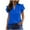 Blue, variant on Womens Dressy Casual Tops Double Ruffle Short Sleeve V Neck Beach T Shirts Summer Elegant Business Work Blouse Black XL