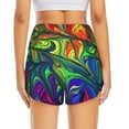 thumbnail image 4 of Vsdgher Pride Rainbow Print Women's Running Double Layer Shorts High Waisted with Pockets Elastic Yoga Workout Athletic Gym Sports, 4 of 8