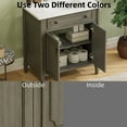 thumbnail image 6 of 31" Bathroom Vanity with Ceramic Sink, Vintage Bathroom Cabinet with Adjustable Shelf, 2 Doors & Rubber Wood Legs, Antique Gray, 6 of 13