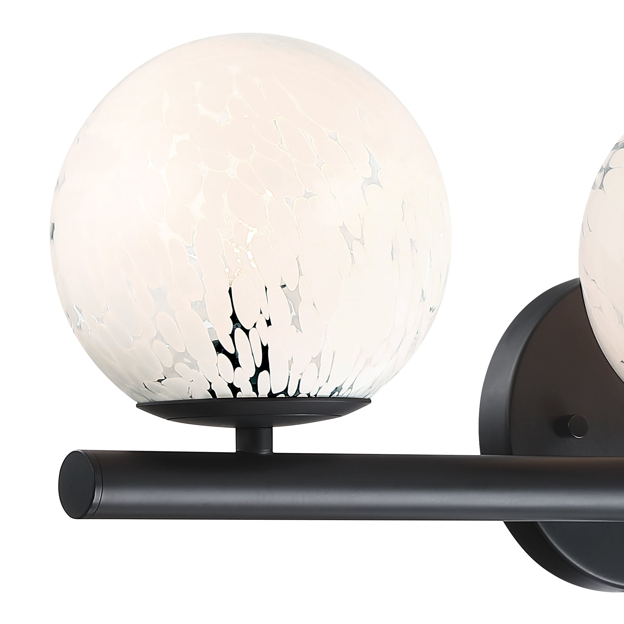 Designers Fountain Crown Heights 25 inch 3-Light Matte Black Bathroom Vanity Light Fixture with White Art Glass Shades, D252C-3B-AG-MB