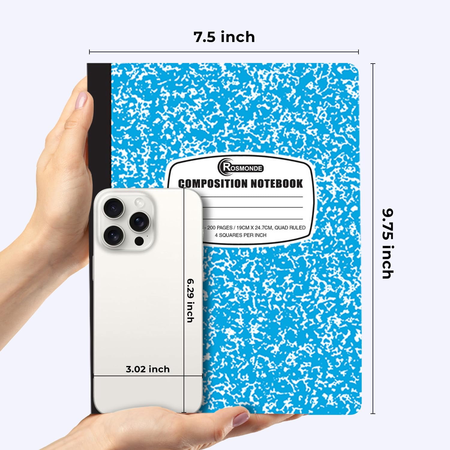 Bulk 50 Pack Quad Ruled Notebooks, 200 Pages Graph Composition Books for Office, Grid Paper Journals, Assorted Colors