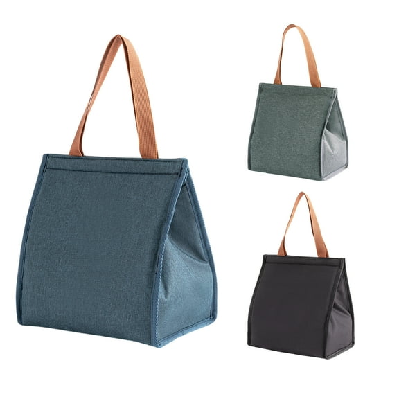 Unique Bargains Lunch Bag with Magic Tapes Reusable Insulated Lunch Tote Bag Leakproof Lunch Box Container Navy Blue