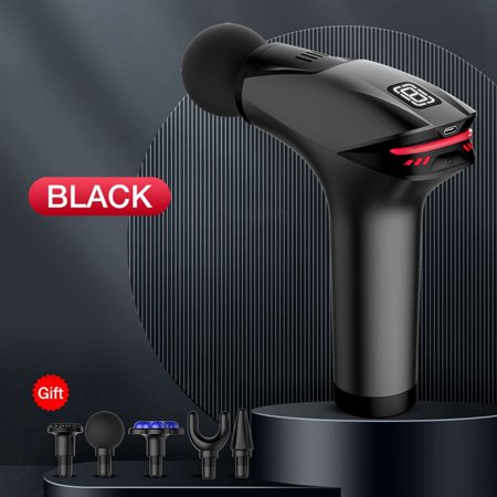 Percussion 5 Head 8 Gear Therapy Body Muscle Massager Deep Tissue Icy Cold Massage Gun Vibration BLACK