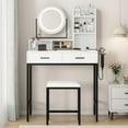 thumbnail image 2 of QinaQin Vanity Table with Mirror and Lights, 2 Drawers, Power Outlet and Stool for Bedroom Makeup, 2 of 8
