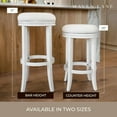 thumbnail image 7 of Maven Lane Eva 26 Inch Tall Counter Height Rotating Backless Barstool in White Oak Finish with Natural Color Fabric Upholstered Seat, 7 of 7