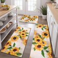 thumbnail image 2 of Leaf Newspaper Text Sunflower Pattern Kitchen Rugs Sets Of 3,Kitchen Runner Rugs Non Skid Washable,Decorative Kitchen Floor Mats for Kitchen,Sink,Laundry,17"x30"+ 17"x47" + 17"x59", 2 of 6