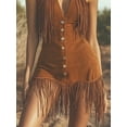 thumbnail image 3 of ZOELNIC Women's Western Cowgirl Dress - Vintage V-Neck Sleeveless Fringe Dress with Front Buttons for Country Style Wear, S, 3 of 4