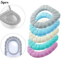 (5 pieces) Bathroom soft, thick, warm, stretchable, washable cloth toilet seat cover pad