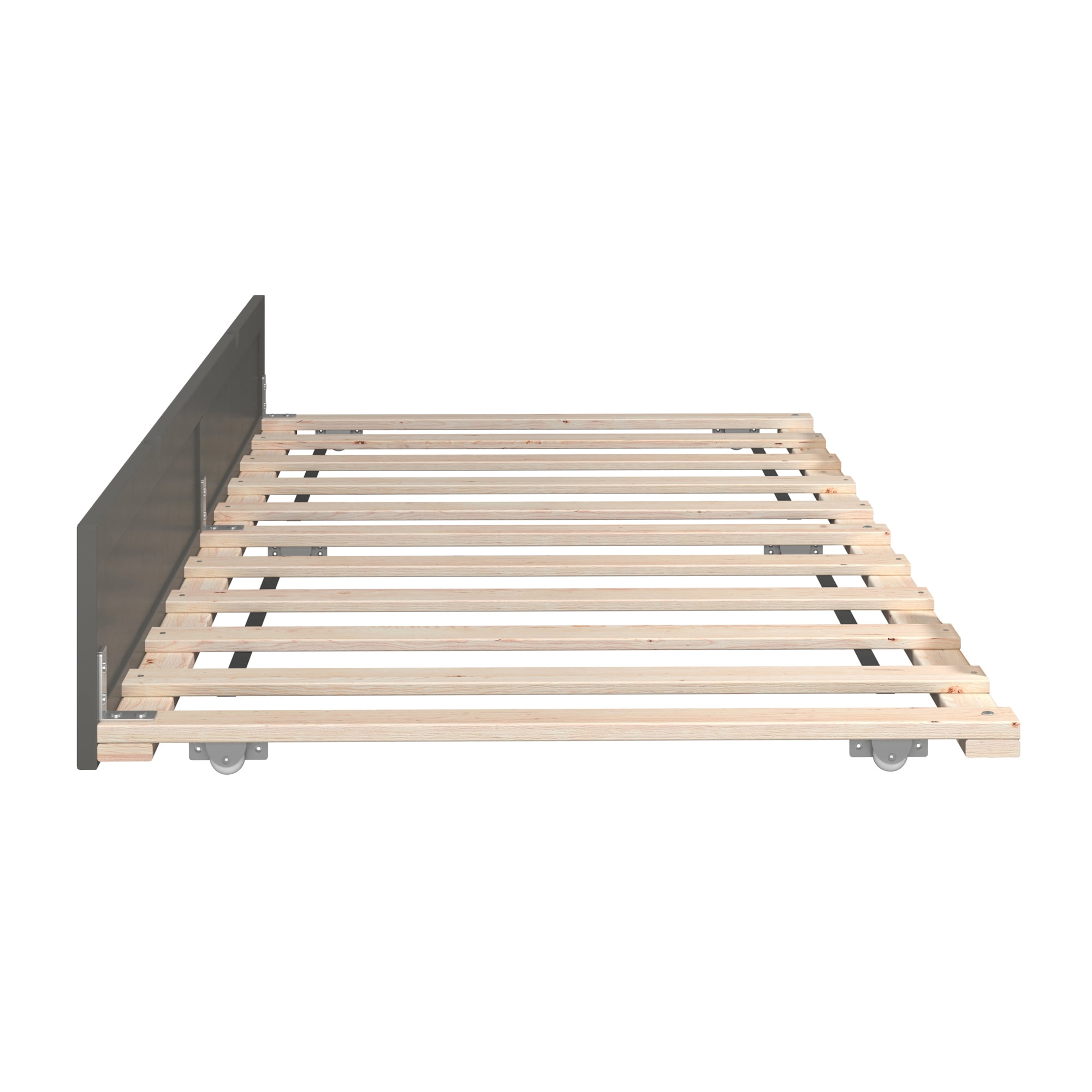 AFI Twin Roll Out Wood Trundle Bed Frame with Wooden Slat Supports, Grey