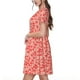 thumbnail image 2 of Balery Red Pretty Flowers Vestidos sueltos de manga corta para mujer, vestidos de verano 2025, vestidos casuales de corte A con vuelo., 2 of 6