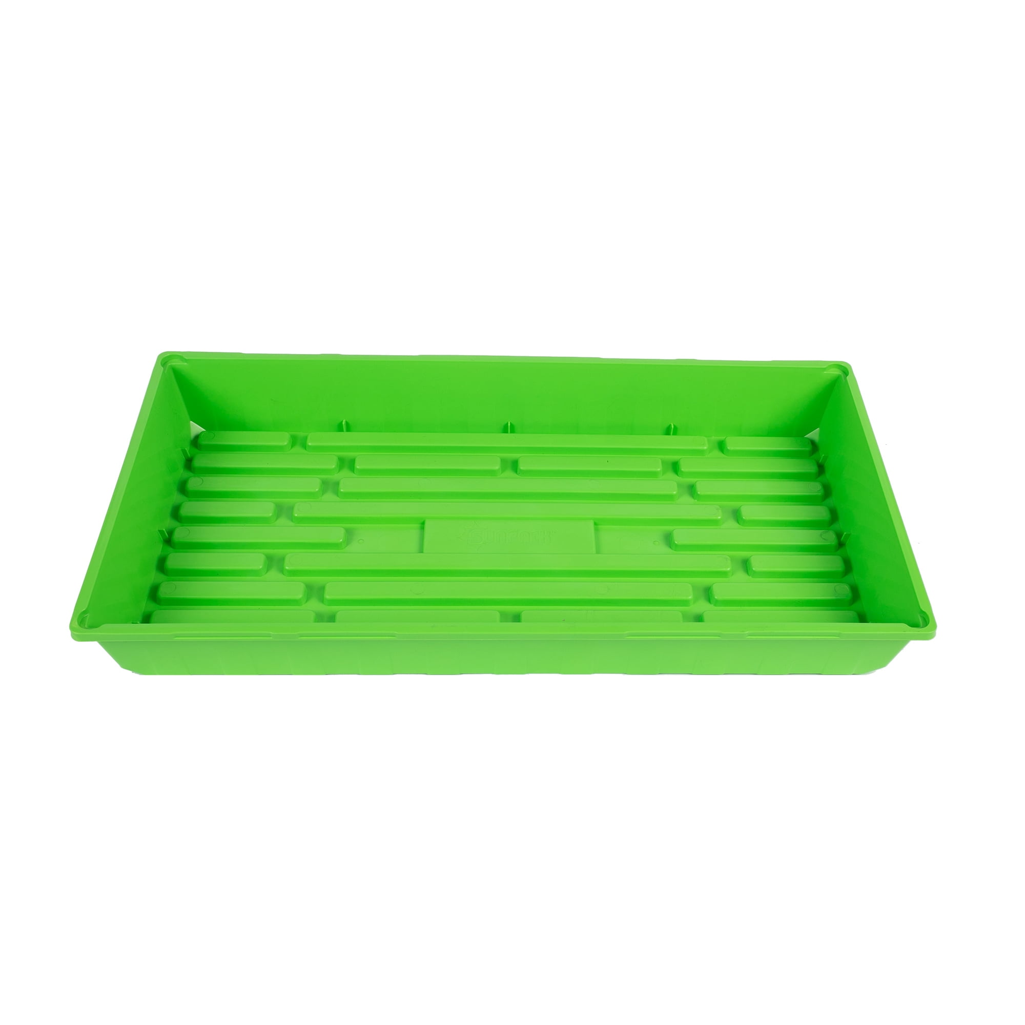 SUNPACK 10” x 20” Mega Plastic Seed Starting Tray, Green, 2.5” - No Drainage Holes, Ideal for Greenhouses or Indoor Gardening - Made of Thick, Strong Plastic