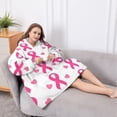 thumbnail image 5 of Oversized Wearable Blanket Hoodie,Pink Breast Cancer Sherpa Blanket Hoodie with Super Pockets,Super Warm Fuzzy Pullover for Women & Men, 5 of 6