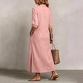 thumbnail image 6 of MaFYtyTPR Women's Collared Maxi Dress Button Down 3/4 Sleeve Relaxed Fit Shirt Dress with Pockets for Daily Wear A-Pink S, 6 of 6