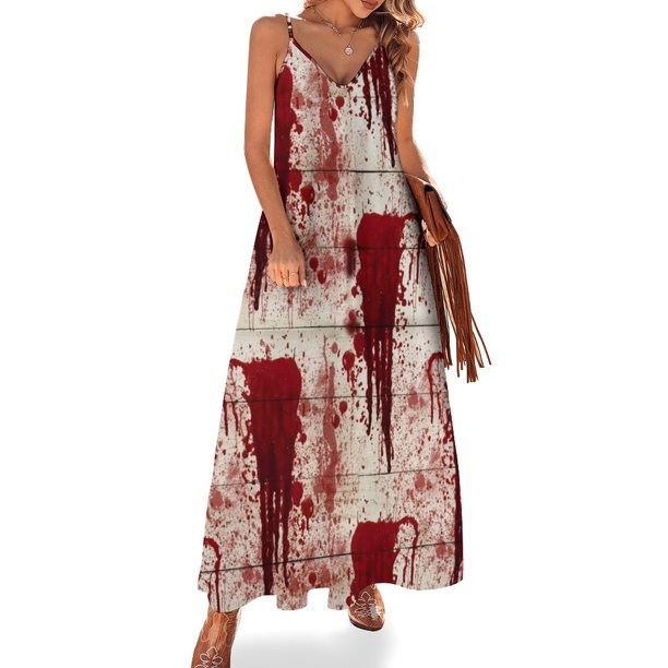 Vestido sin mangas de Halloween con escena de crimen sangriento, mono de verano para mujer, vestidos de playa, ropa de verano para mujer 2024