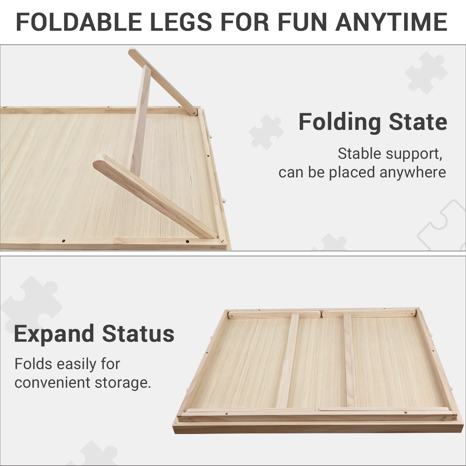 1500 Pcs Wooden Folding Puzzle Table , 34" x 26" Jigsaw Wooden Puzzle Board with 4 Sliding Drawers and Puzzle Cover Jigsaw Puzzle Table for Adults Birthday Gift for Family