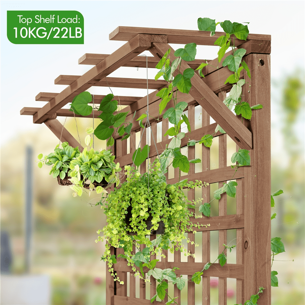 Renwick 72" H Rolling Wood Planter Raised Bed with Trellis, Dark Brown