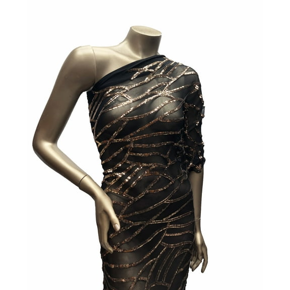 Rose Gold Sequins on 100% Polyester Mesh Fabric by The Yard