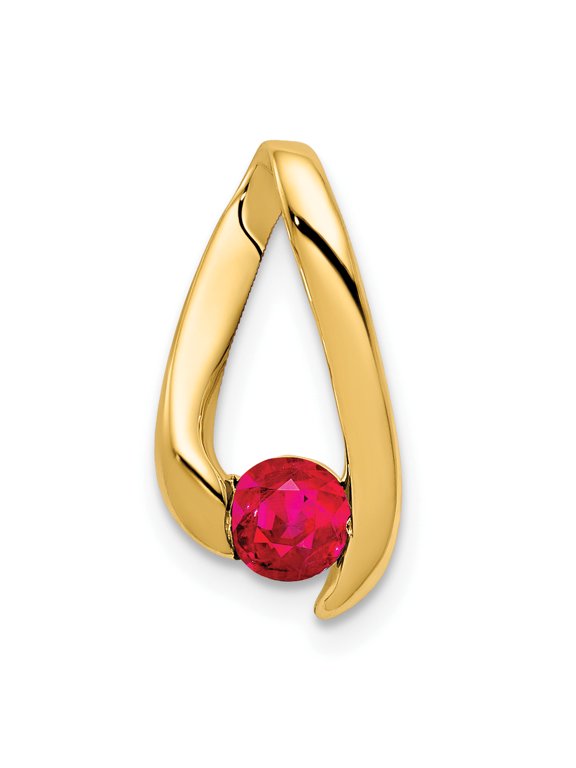 14k Yellow Gold 4mm Ruby Pendant Charm