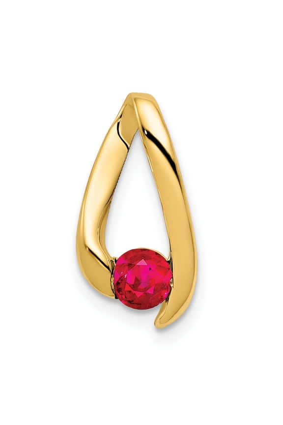 14k Yellow Gold 4mm Ruby Pendant Charm