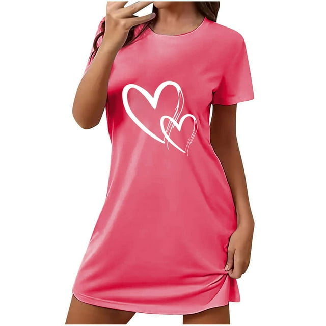 COM1950s Shorts pour Femmes, Shorts pour Femmes Grande Taille, Nuisette Courte à Imprimé Amour de la Saint-Valentin pour Femmes Grande Taille à Col Rond à Manches Courtes, Shorts pour Femmes Grande Taille, Grande Taille pour Femmes