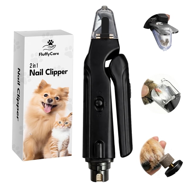 Cortauñas y amoladora 2 en 1 para perros y gatos FluffyCare con luz LED USB