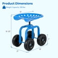 thumbnail image 2 of Costway Chariot de Jardin Roulant Siège de Travail Robuste avec Siège Pivotant à 360° et Hauteur Réglable Bleu, 2 of 10